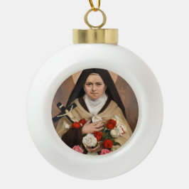 St.Therese van Lisieux kerstversiering Keramische Bal Ornament
