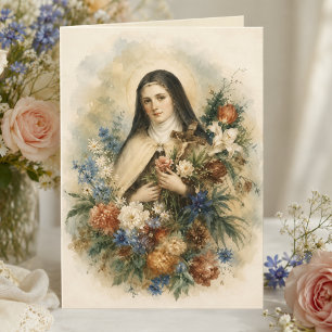 St. Thérèse van Lisieux Wildflower Boeket Aanmoedi Kaart