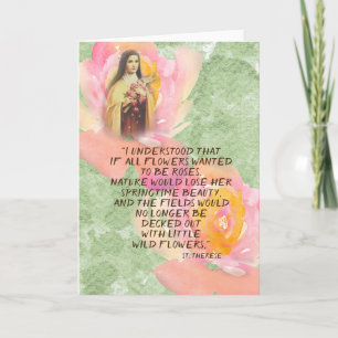 St. Therese Waterverf Roses Quote Kaart