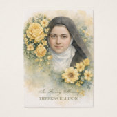 St. Therese Yellow Floral Funeral Prayer Memorial  (Devant)