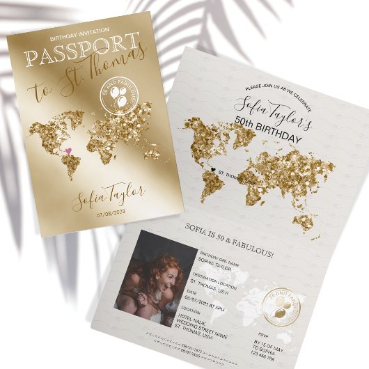 St. Thomas 50 en Fabulous Birthday Passport Map