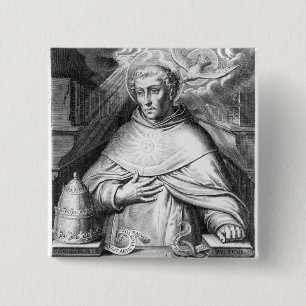St. Thomas Aquinas Vierkante Button 5,1 Cm