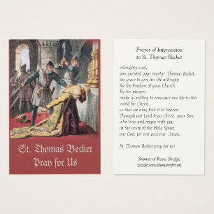 St Thomas Becket de carte sainte de prière de
