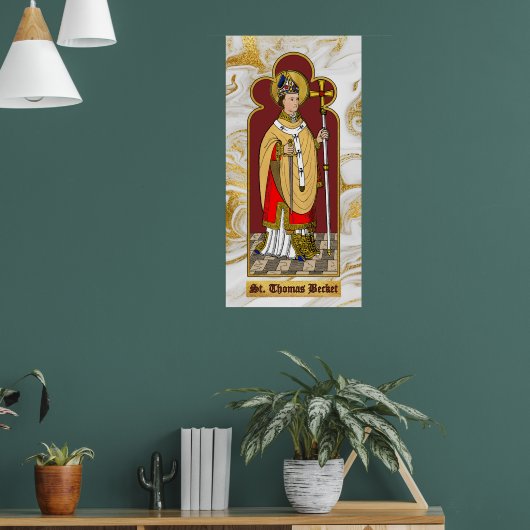St. Thomas Becket met zwaard (M 033; gekleurd) Poster (Woonkamer 1)