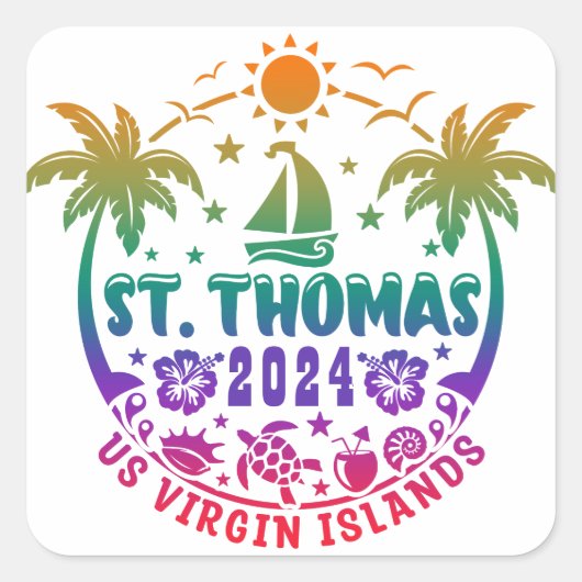 St. Thomas Bliss: Tropische Maagdeneilanden Vierkante Sticker (Voorkant)