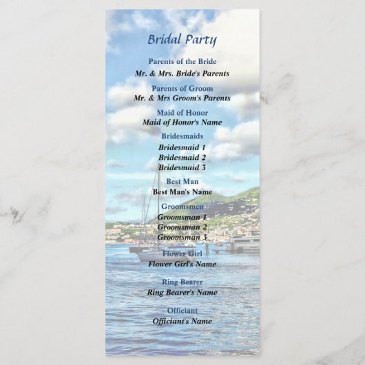 St Thomas Boats in Harbor Wedding Program Programma (Achterkant)