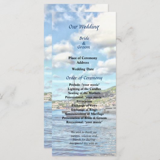 St Thomas Boats in Harbor Wedding Program Programma (Voorkant / Achterkant)