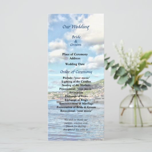 St Thomas Boats in Harbor Wedding Program Programma (Staand voorkant)