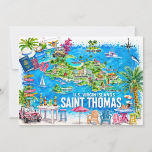 St Thomas Maagdeneilanden Aquarel Kaart Ansichtkaa