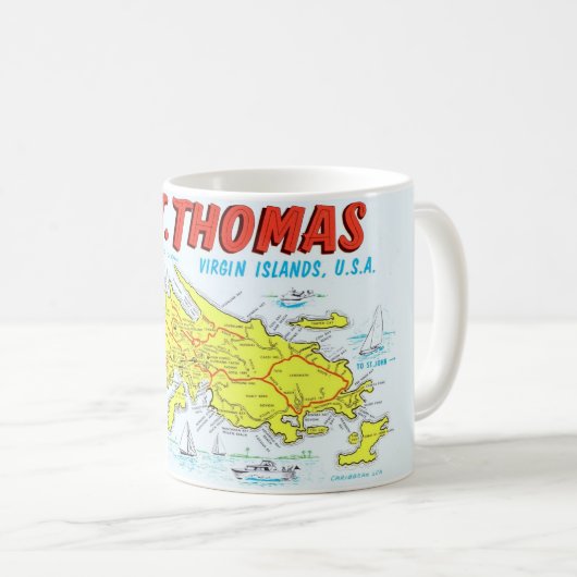 St Thomas Maagdeneilanden Kaart Mok (Voorkant rechts)
