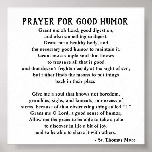 St. Thomas More Prayer for Good Humor Poster (Voorkant)