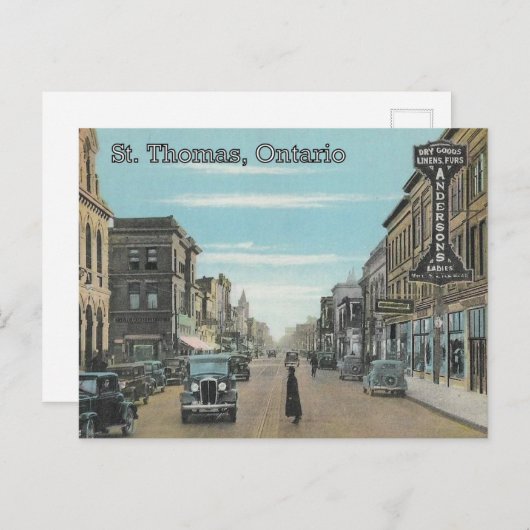 St. Thomas, Ontario - Talbot Street 1935 Briefkaart (Voorkant / Achterkant)