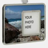 St. Thomas Rocky Beach Verzilverd Kader Ornament (Rechts)