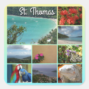 St. Thomas - Schilderachtig Foto Collage 6115 Vierkante Sticker