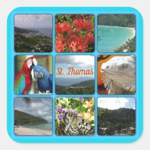 St. Thomas - Schilderachtig fotocollage Vierkante Sticker