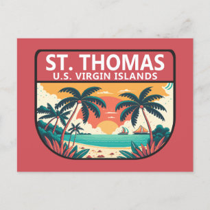 St Thomas U.S. Maagdeneilanden Retro Embleem Briefkaart