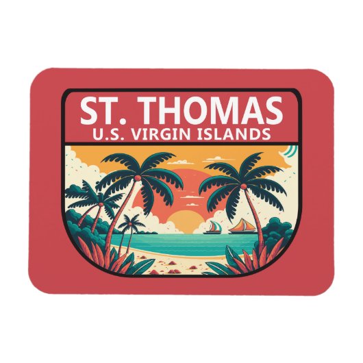 St Thomas U.S. Maagdeneilanden Retro Embleem Magneet (Horizontaal)