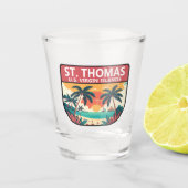 St Thomas U.S. Maagdeneilanden Retro Embleem Shot Glas (Voorkant)