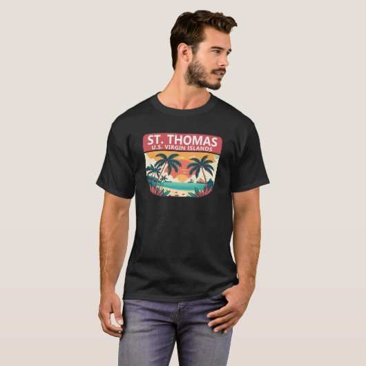 St Thomas U.S. Maagdeneilanden Retro Embleem T-shirt (Voorkant volledig)