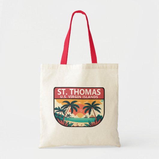 St Thomas U.S. Maagdeneilanden Retro Embleem Tote Bag (Voorkant)