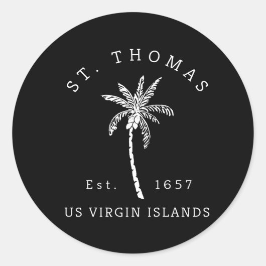 St Thomas Usvi Beach Palm Tree Nieuwigheid Ronde Sticker (Voorkant)