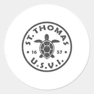 St Thomas Usvi Zeeschildpad Mannen Vrouwen Kindere Ronde Sticker