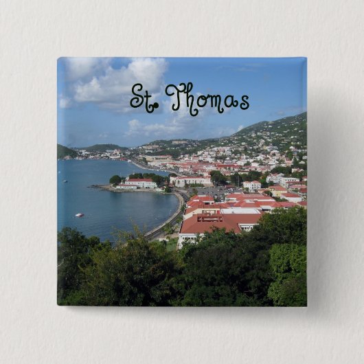 St. Thomas Vierkante Button 5,1 Cm (Voorkant)