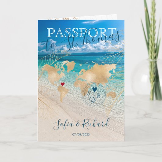St. Thomas Wedding Destination Passport Wereldkaar (Voorkant)