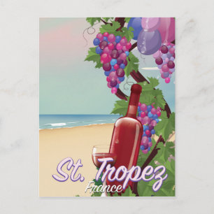 st. tropez Frankrijk wijn reisposter Briefkaart
