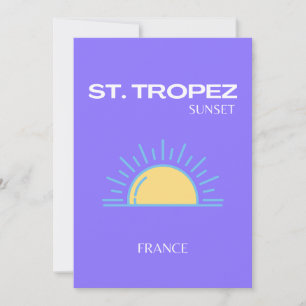 St. Tropez, Sunset, Paars Bedankkaart