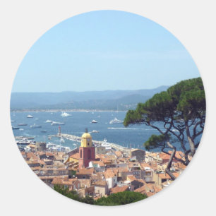 st-tropez uitzicht ronde sticker