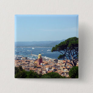 st-tropez uitzicht vierkante button 5,1 cm