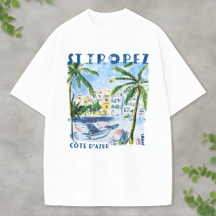 St. Tropez Vintage Reis Franse Riviera Kunstontwer T-shirt