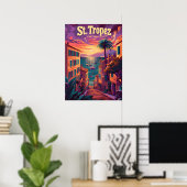St.Tropez Zonsondergang Poster (Thuiskantoor)