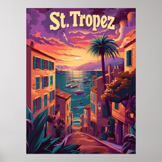 St.Tropez Zonsondergang Poster (Voorkant)