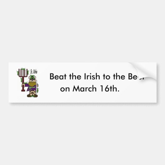 St. Urho Bumpersticker = "Beat Irish to the Beer" (Voorkant)