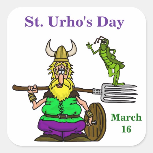 St. Urho Stickers met Peace Grasshopper (Voorkant)