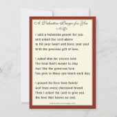 St. Valentijnsdag Religious Poem Prayer Kaart (Achterkant)