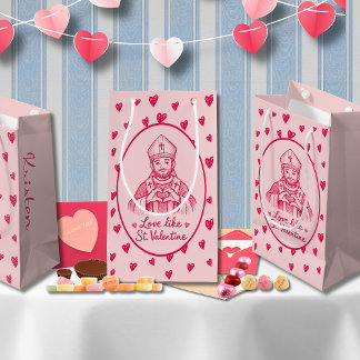 St Valentine Catholic Pink Heart Sketch Artwork Klein Cadeauzakje