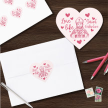 St Valentine Pink Catholic Heart Illustration