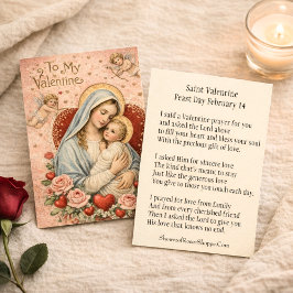 St. Valentine Prayer Poem Religious - Holy Card Visitekaartje