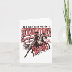 St. Valentines Wild West Rodeo Vintage Western Koe Kaart