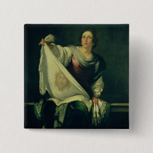 St. Veronica, 1625-30 (olie op doek) Vierkante Button 5,1 Cm
