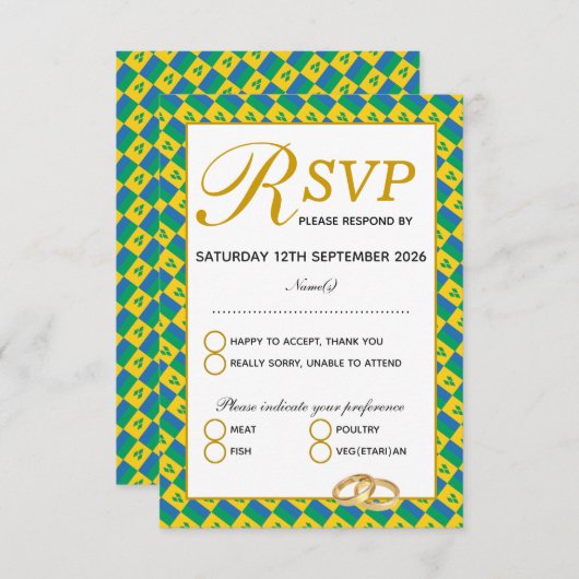 ST VINCENT Christian Wedding Carte de réponse RSVP (Devant / Derrière)