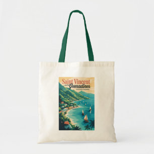 St Vincent en de Grenadines Landschap Retro Tote Bag