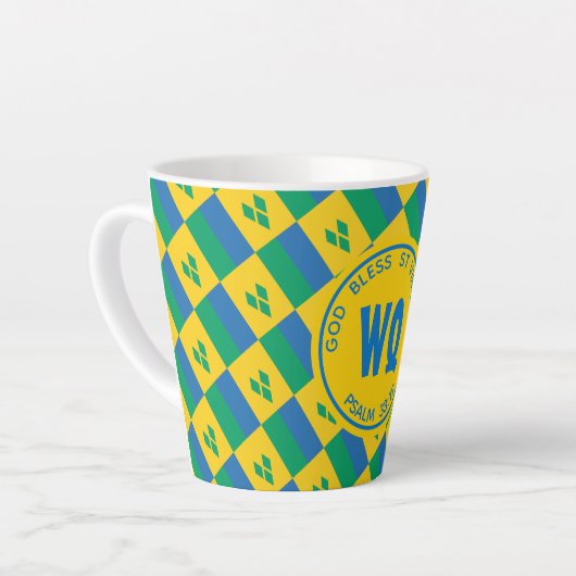 ST VINCENT FLAG Patriottisch  Geel Latte Mok (Linkerhoek)