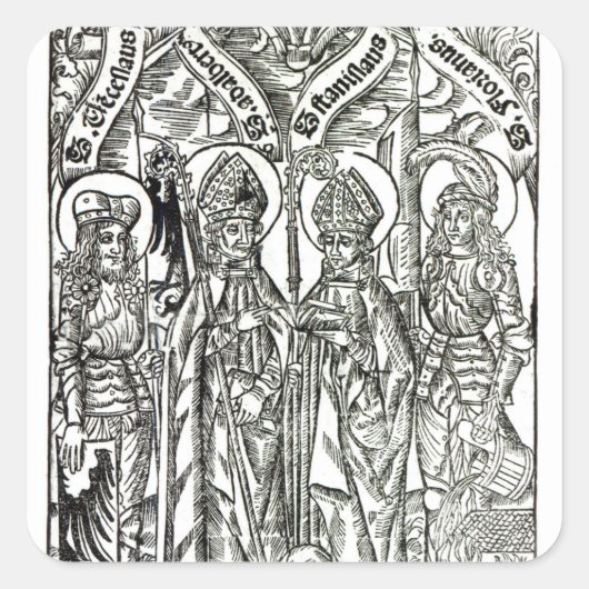 St. Wenceslaus, Adalbert, Stanislaus St. Florian Vierkante Sticker (Voorkant)