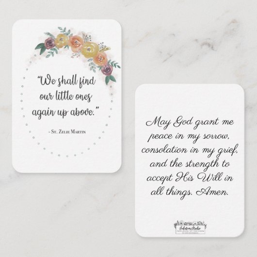 St. Zelie Martin Consolation fausse-couche Carte S (Devant / Derrière)