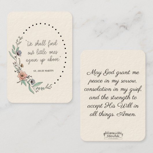 St. Zelie Martin Consolation fausse-couche Carte S (Devant / Derrière)