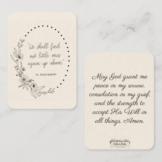 St. Zelie Martin Consolation fausse-couche Carte S (Devant / Derrière)